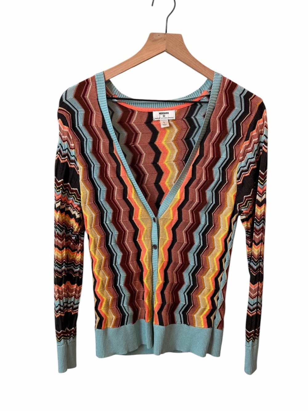 MISSONI for Target Zig Zag Multicolor Button Cardigan Size L
